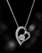 Vivid Heart Silver Moissanite Pendant
