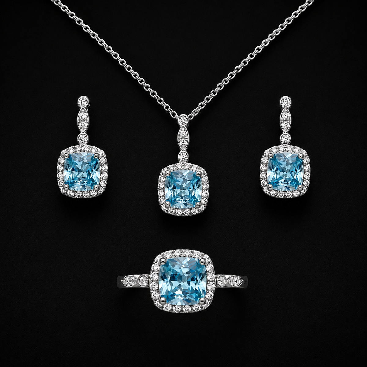 Ice-Blue Zircon Jewelry Set