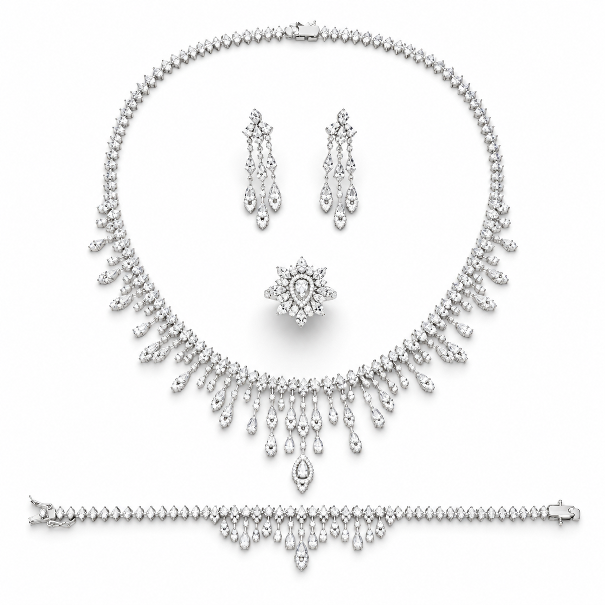 Chandelier Design Pear-Cut Crystals Set
