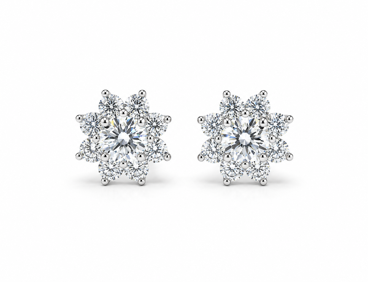 Radiant Sunburst Floral Stud Earrings