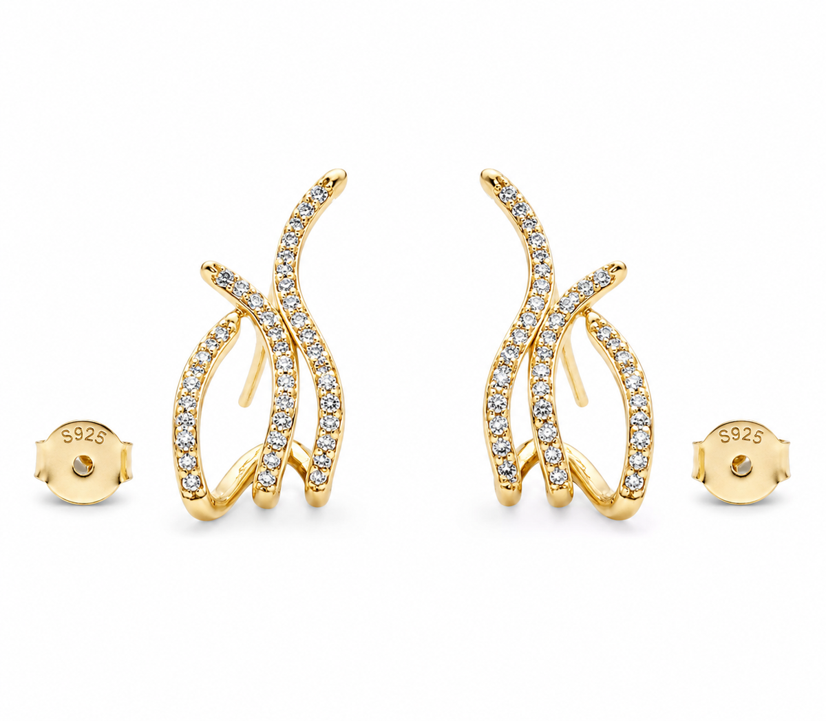 Triple-Wave Stud Earrings