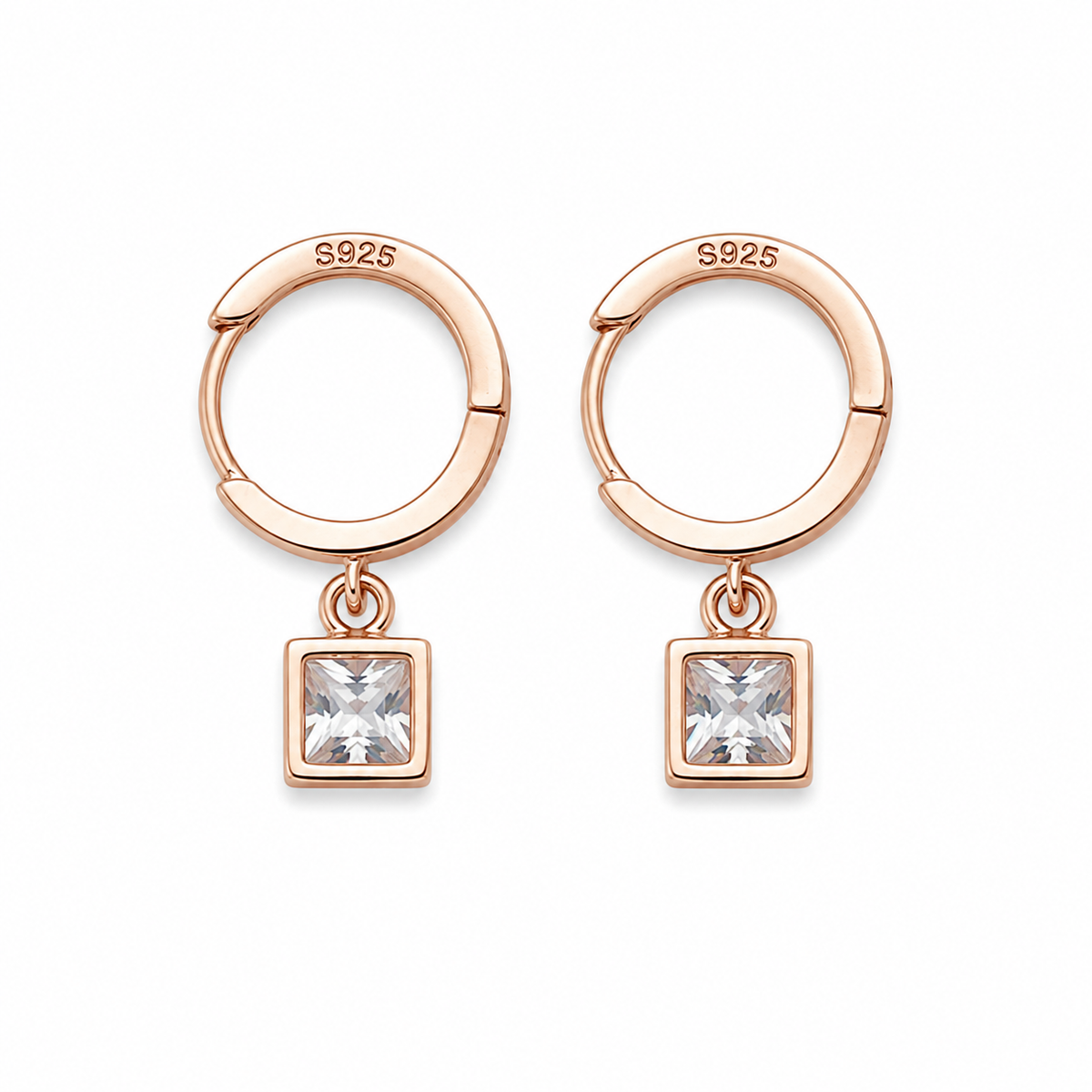 Geometric Cube Huggie Drop Earrings