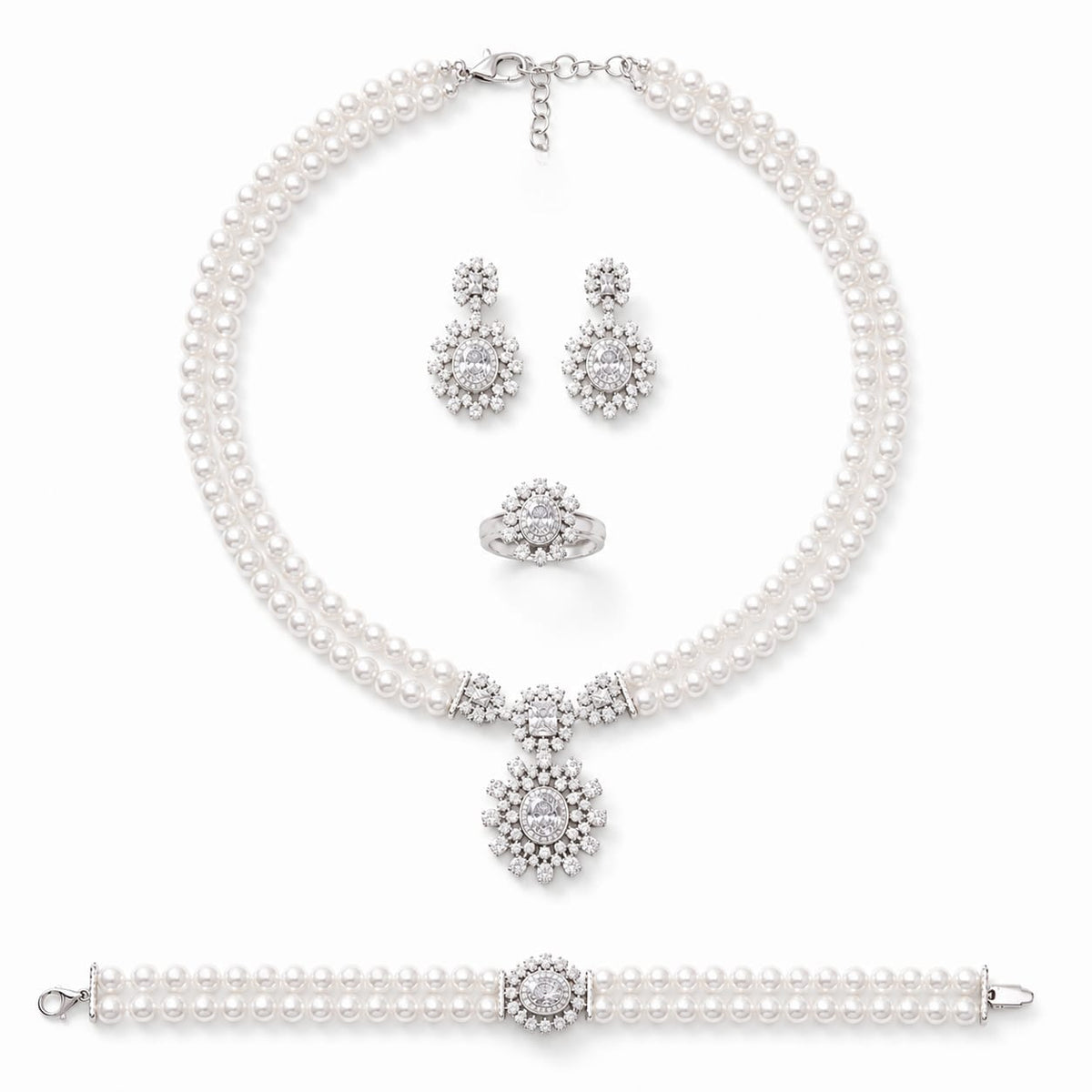 Double-Strand Pearl Jewelry Set