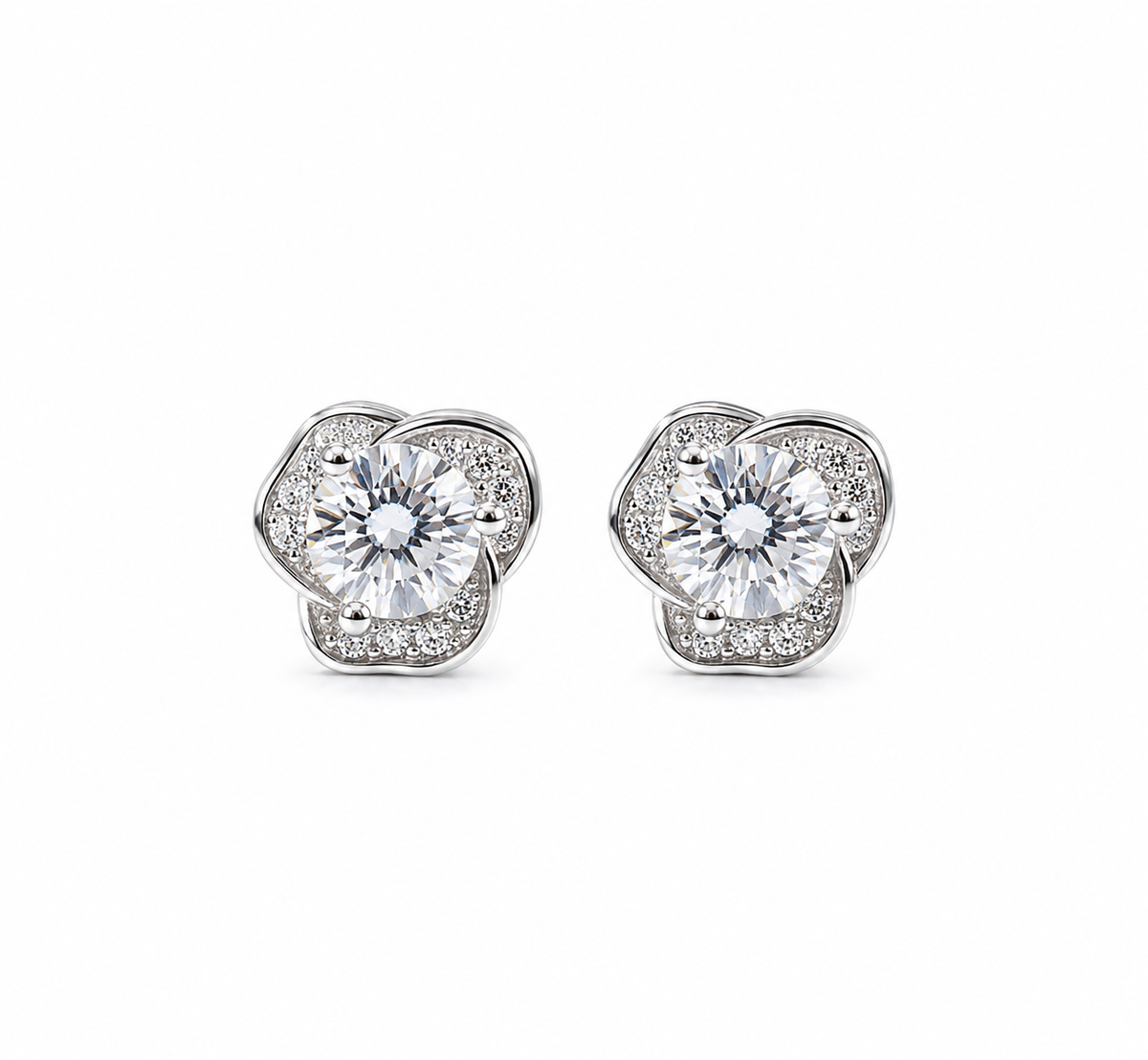 Elegant Triple-Petal Floral Stud Earrings