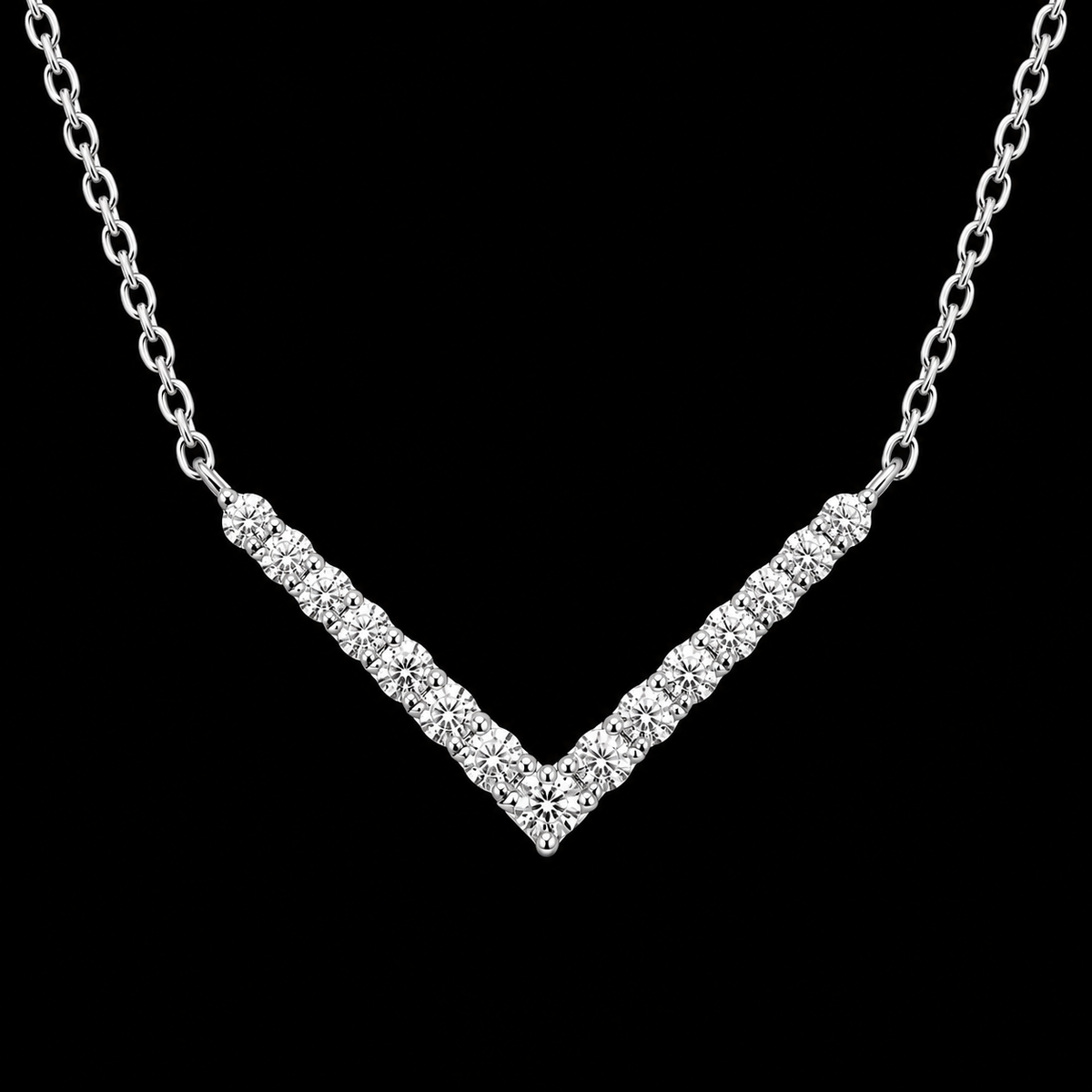 V-Shaped Moissanite Silver Pendant