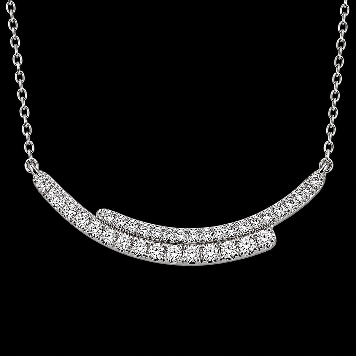 Sterling Silver Dual-Arc Smile Necklace