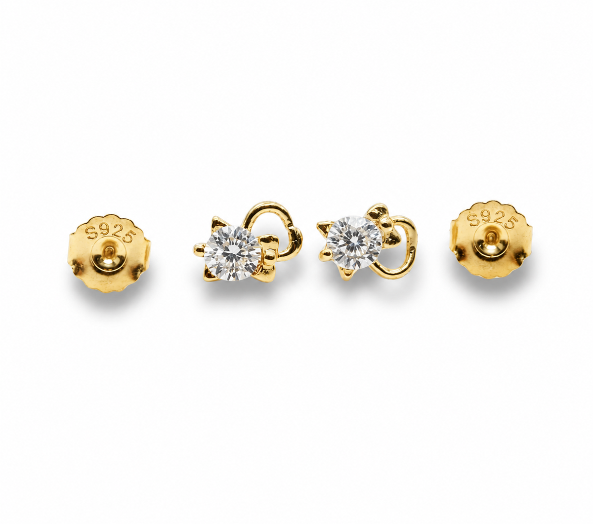 Crystal Cat Stud Earrings (For Kids)