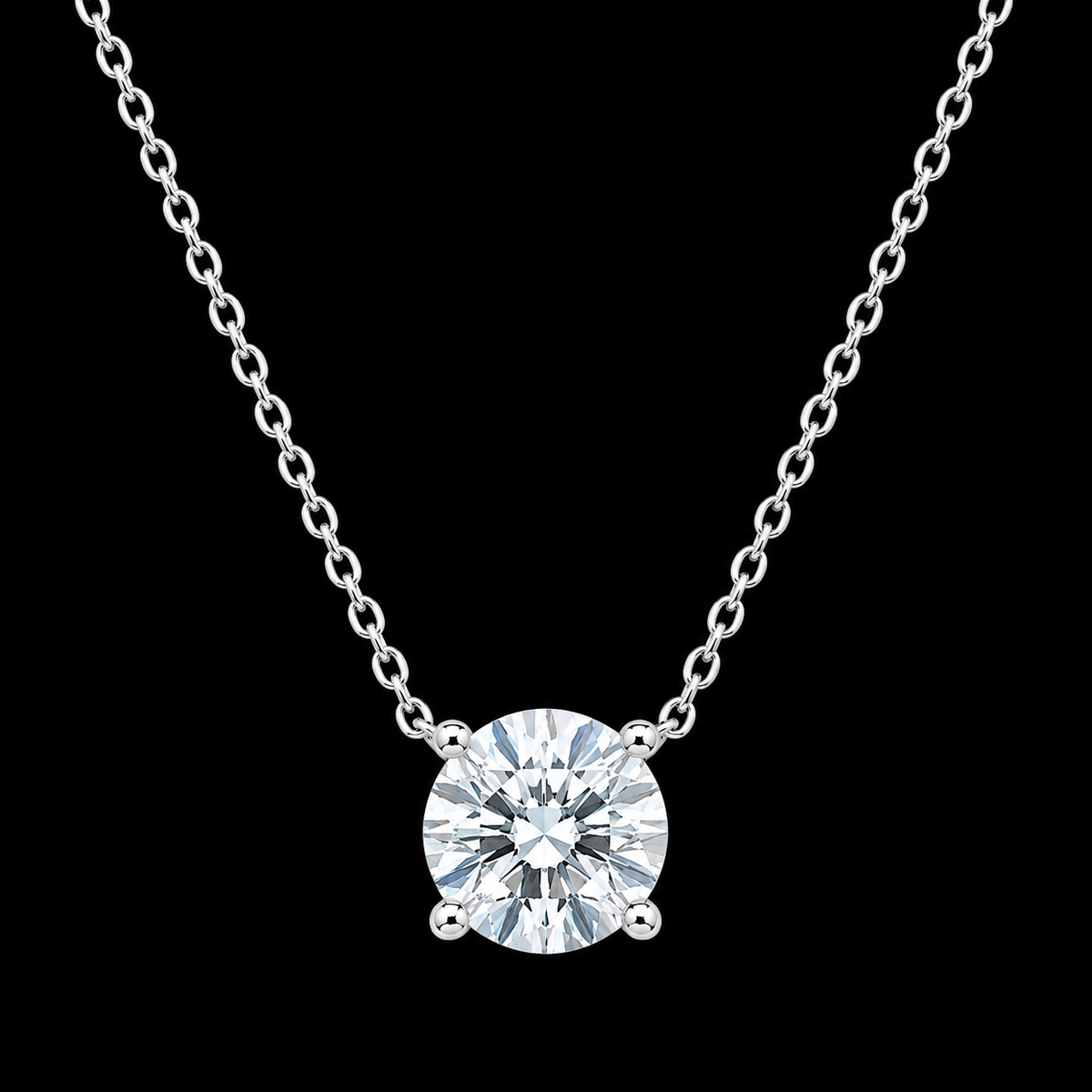 Silver Round Cut Moissanite Pendant