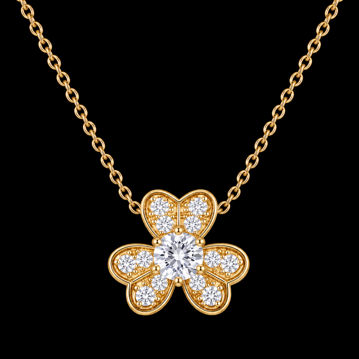 Gold Blossom Silver Moissanite Pendant