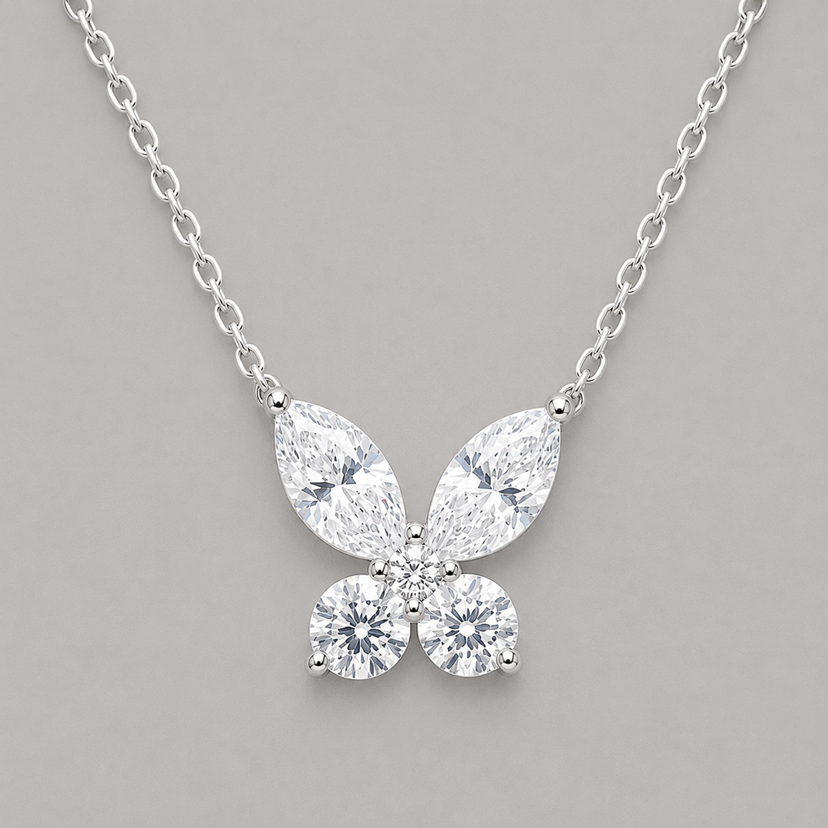 Radiant Silver Moissanite Butterfly Pendant
