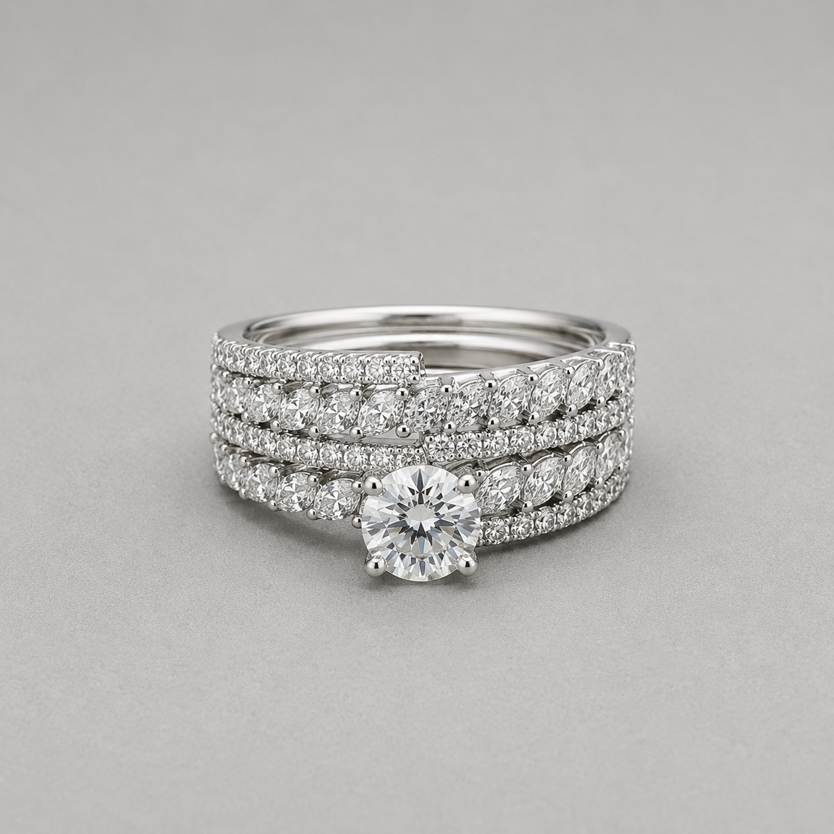 Royal Marquise Halo Ring Set