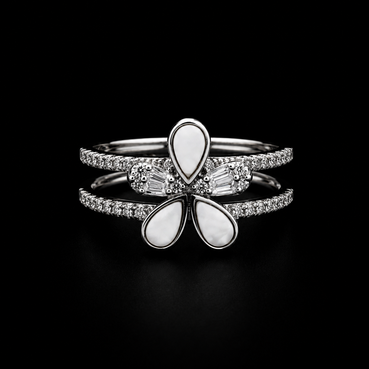 Pearl Flower Silver Ring