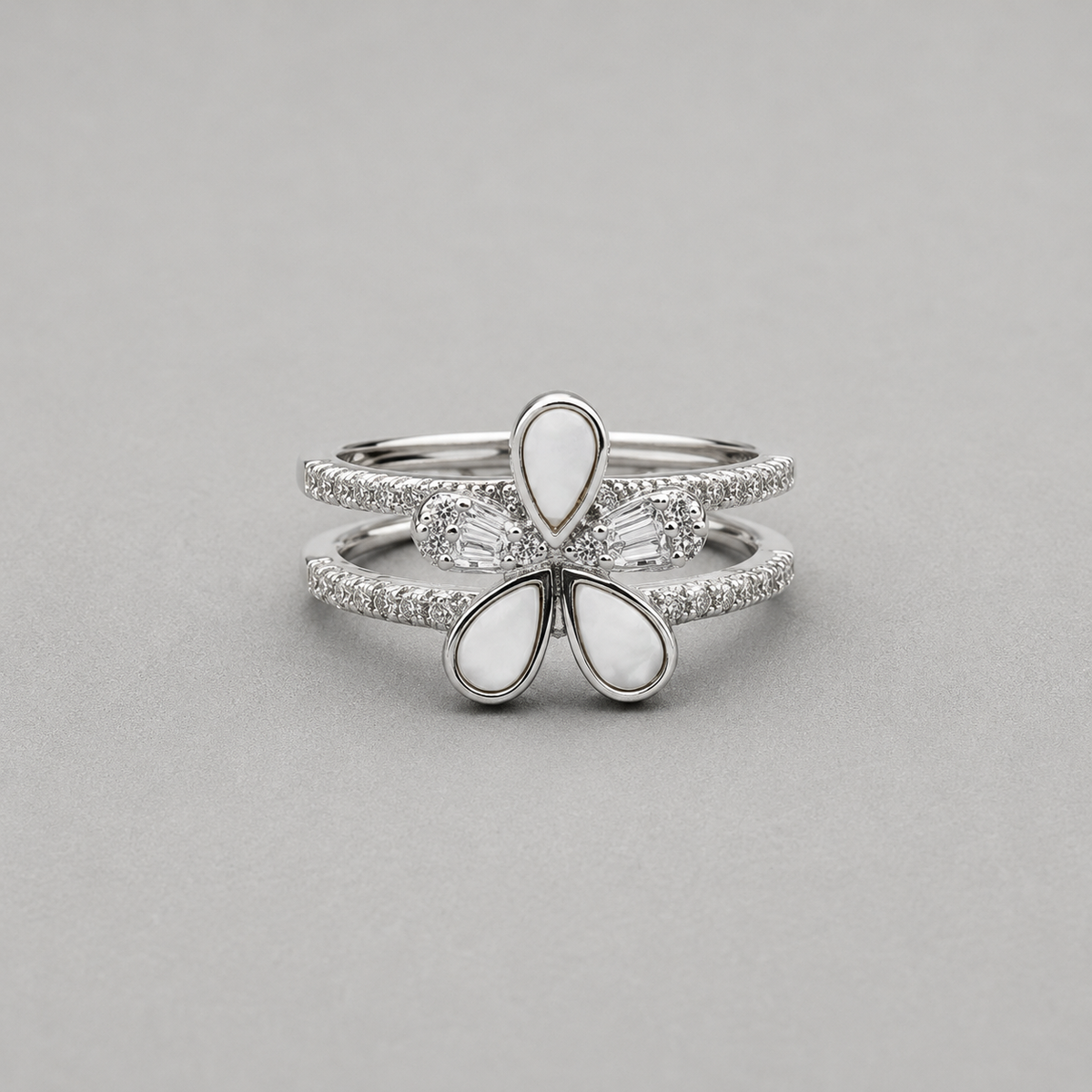 Pearl Flower Silver Ring