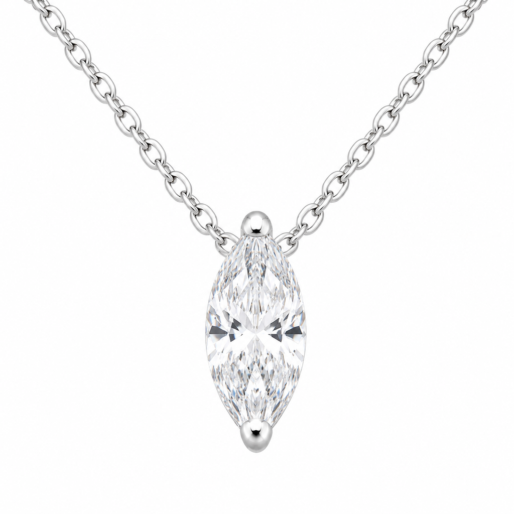 S925 Silver Marquise Moissanite Marquise Cut Necklace