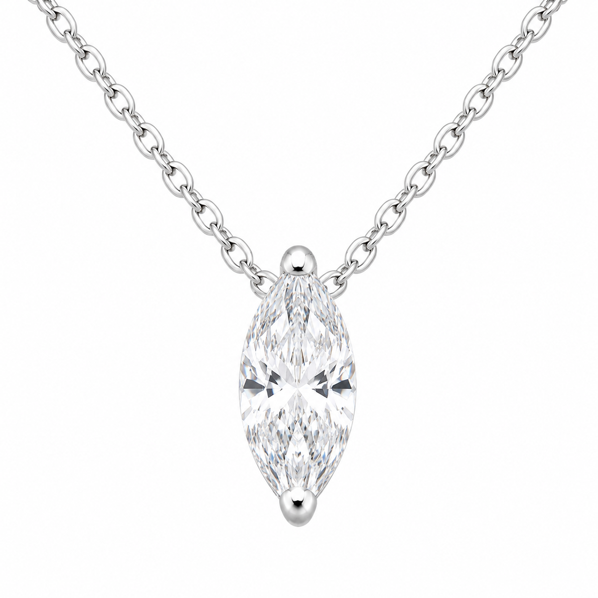 S925 Silver Marquise Moissanite Marquise Cut Necklace