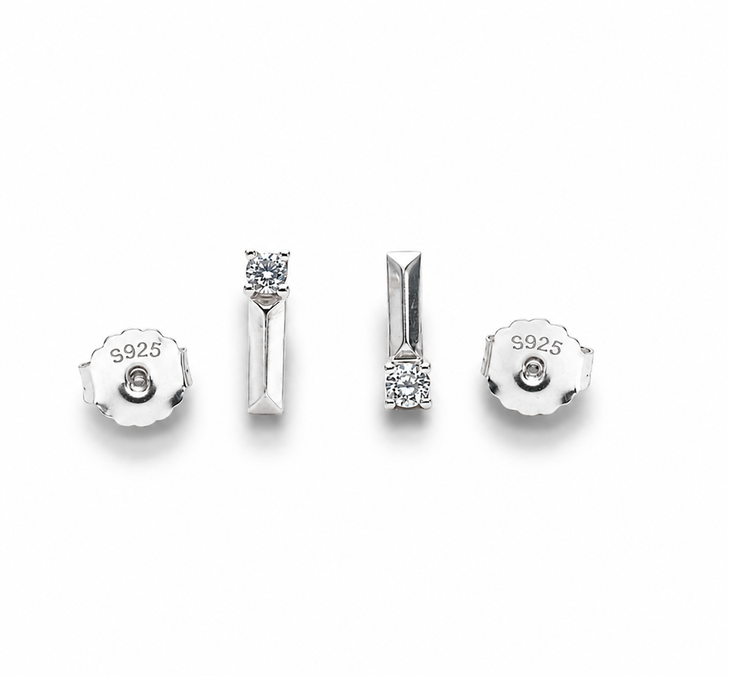 Stud Earrings with Solitaire Crystal Accent (For Kids)