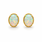 Oval Iridescent Opal Stud