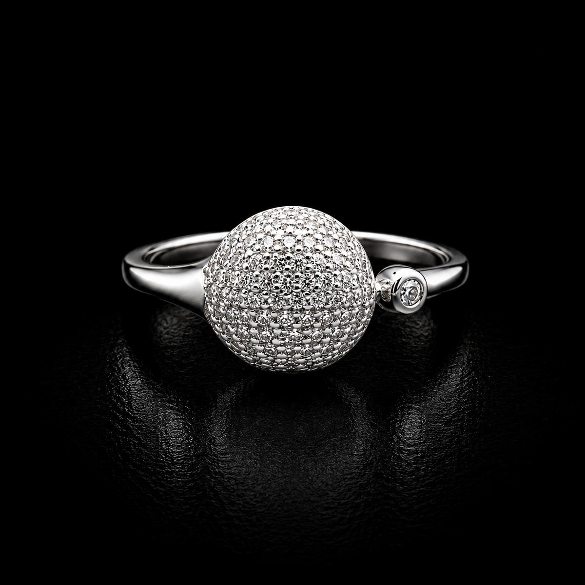 Sterling Silver Exquisite Pavé Ball Ring