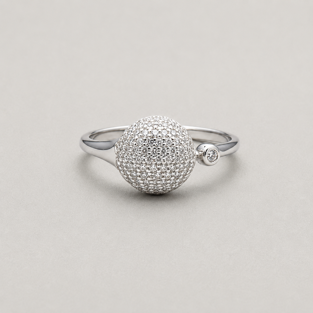 Sterling Silver Exquisite Pavé Ball Ring