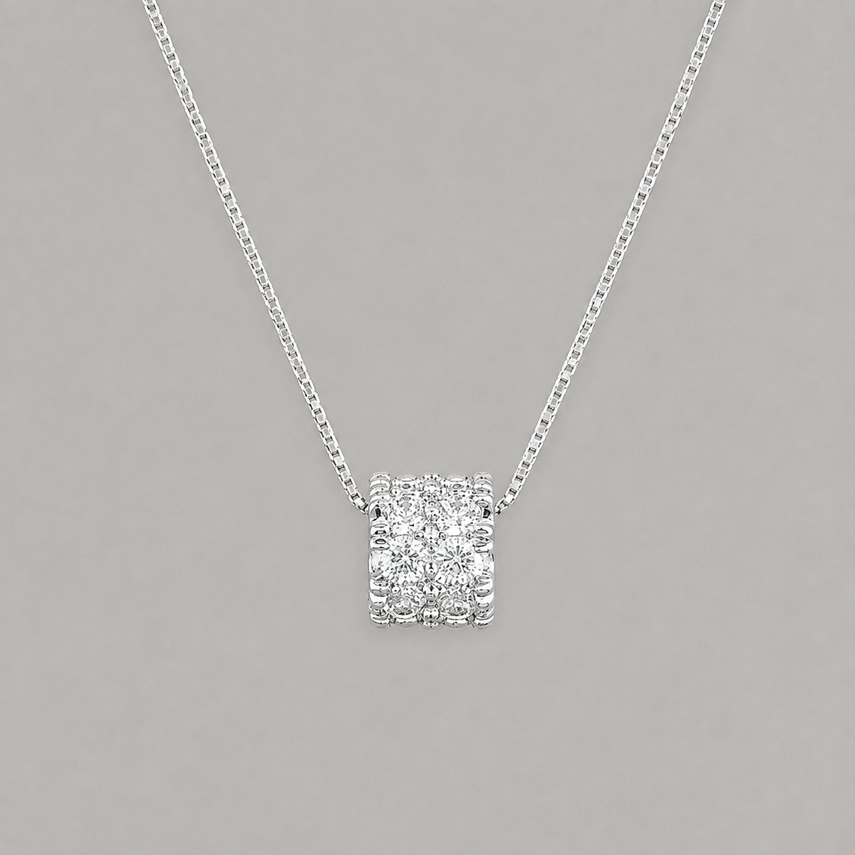 Radiant Silver Moissanite Cylinder Necklace