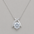 Elegant Crossed-Arch Silver Moissanite Pendant
