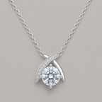Elegant Crossed-Arch Silver Moissanite Pendant