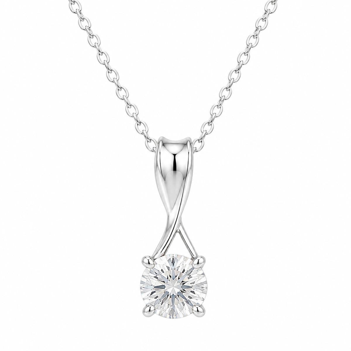 Fluid Twist Silver Moissanite Pendant
