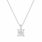 Elegant 925 Silver Moissanite Princes Cut Pendant