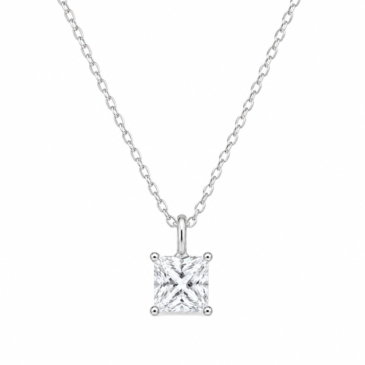 Elegant 925 Silver Moissanite Princes Cut Pendant
