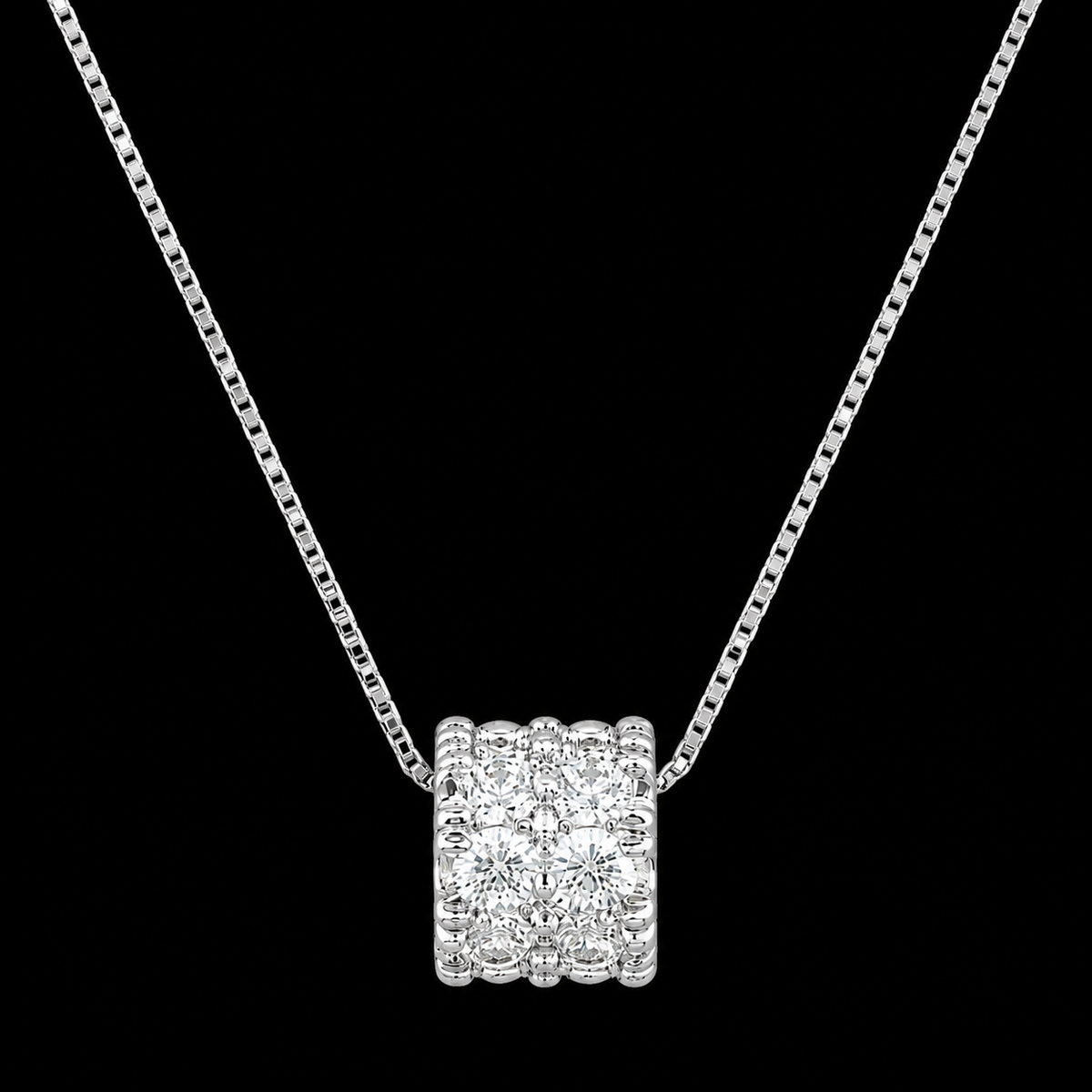 Radiant Silver Moissanite Cylinder Necklace