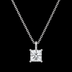 Elegant 925 Silver Moissanite Princes Cut Pendant