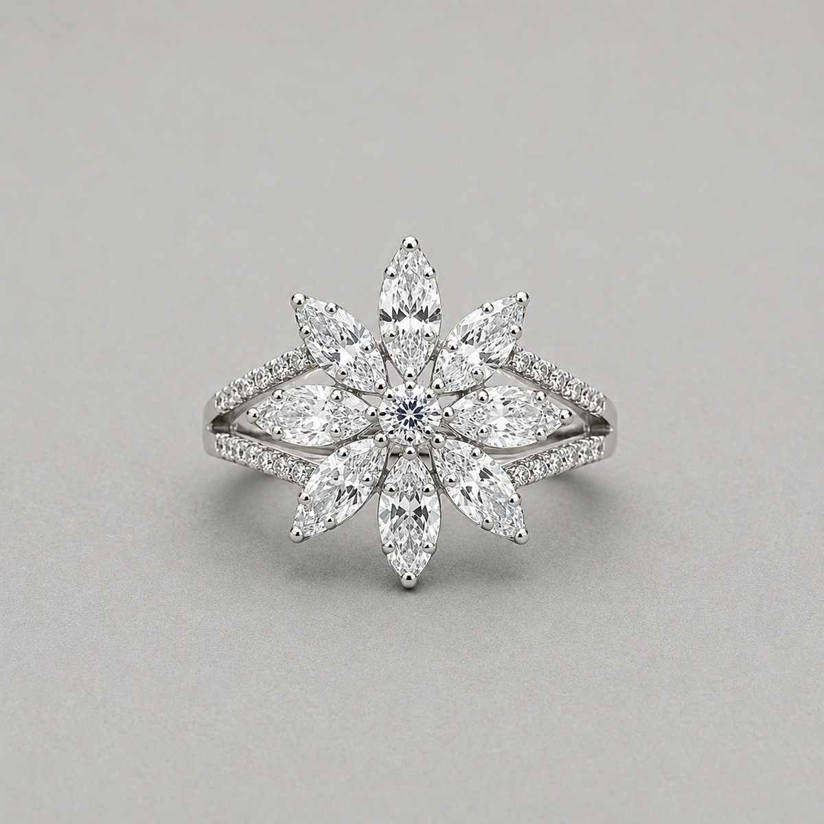 Lotus Flower Ring with Shimmering Zircon