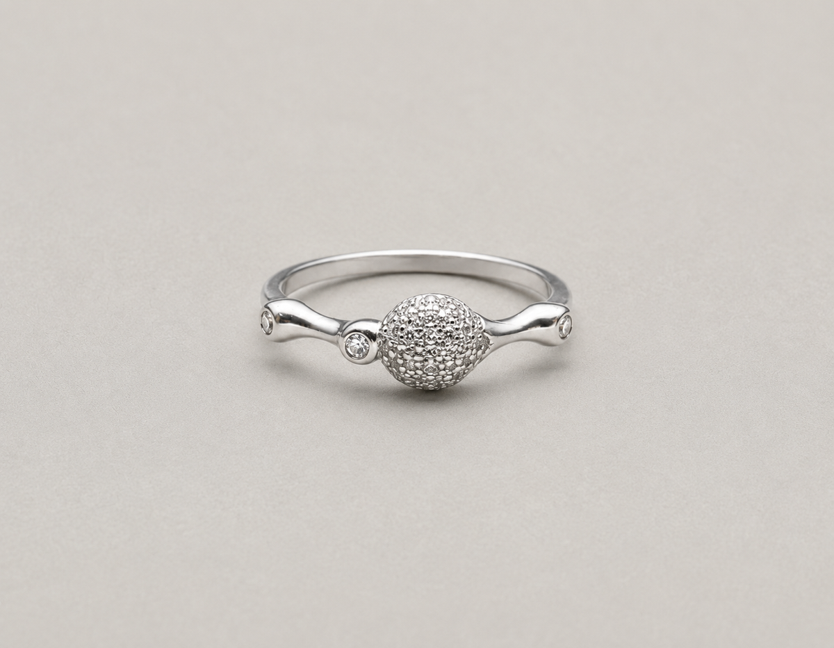 Delicate Pavé Ball Ring