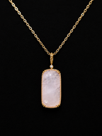 Elegant Oblong Rose Quartz Necklace
