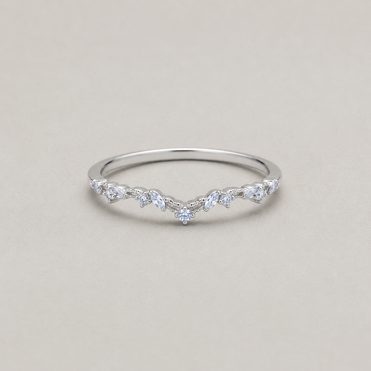 Modern Curved Silver Stacking Ring