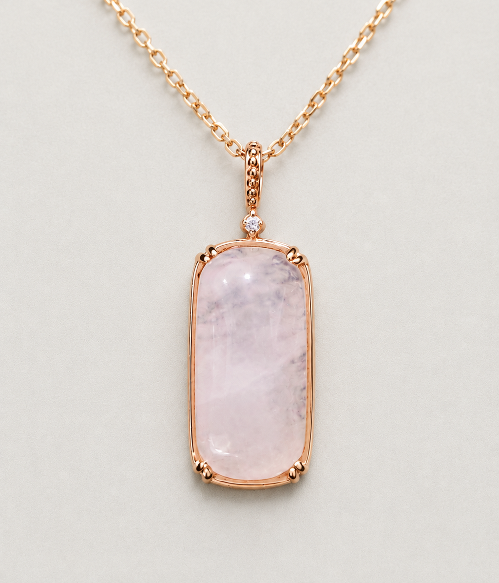 Elegant Oblong Rose Quartz Necklace