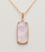 Elegant Oblong Rose Quartz Necklace