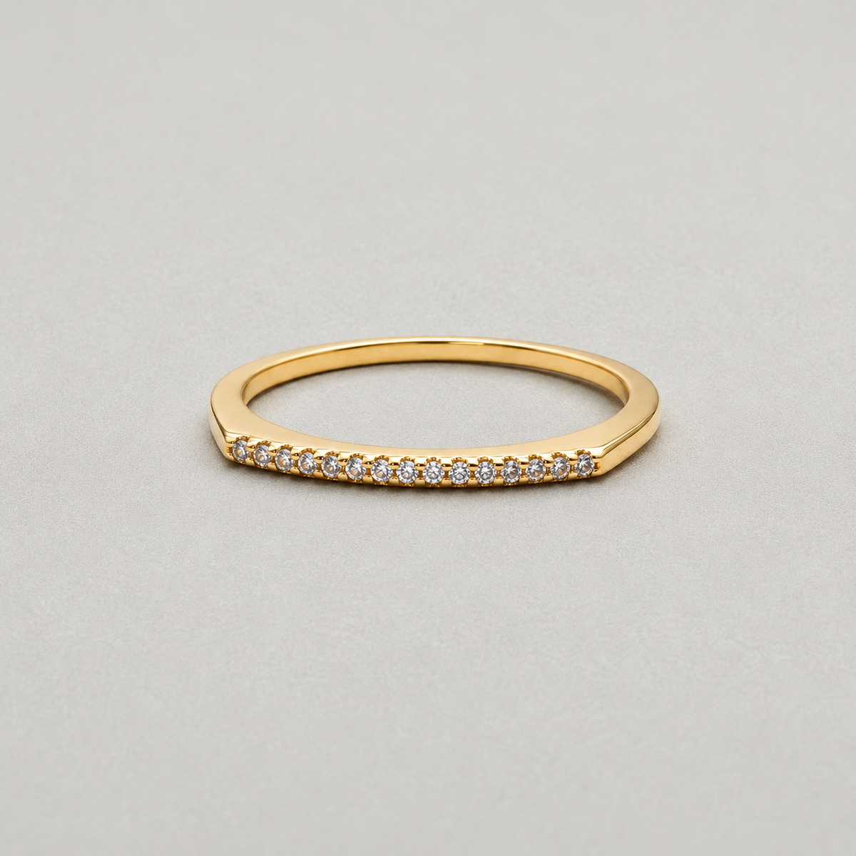 Gold Plated Knife-Edge Pavé Ring