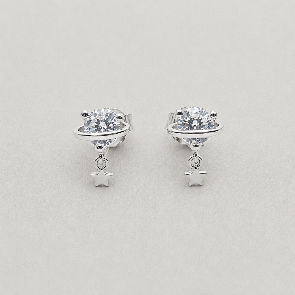 Heart-Cut Crystal Stud Earrings (For Kids)