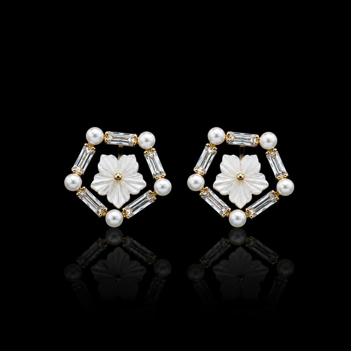 Pentagonal Floral Studs