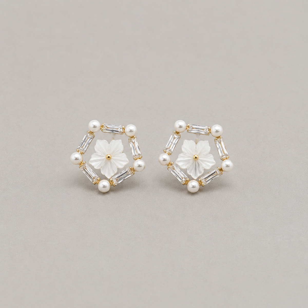 Pentagonal Floral Studs