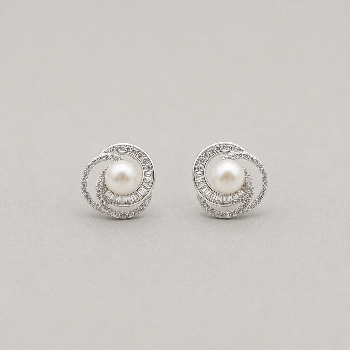 Triple-Swirl Pearl Studs