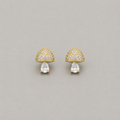 Silver Pave-Set Mushroom Stud Earrings (For Kids)