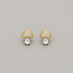 Silver Pave-Set Mushroom Stud Earrings (For Kids)