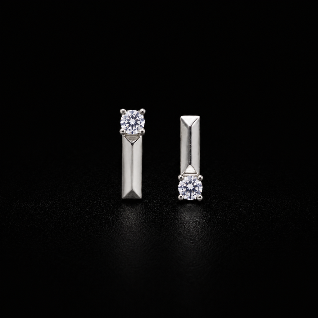 Stud Earrings with Solitaire Crystal Accent (For Kids)