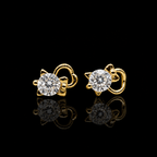 Crystal Cat Stud Earrings (For Kids)