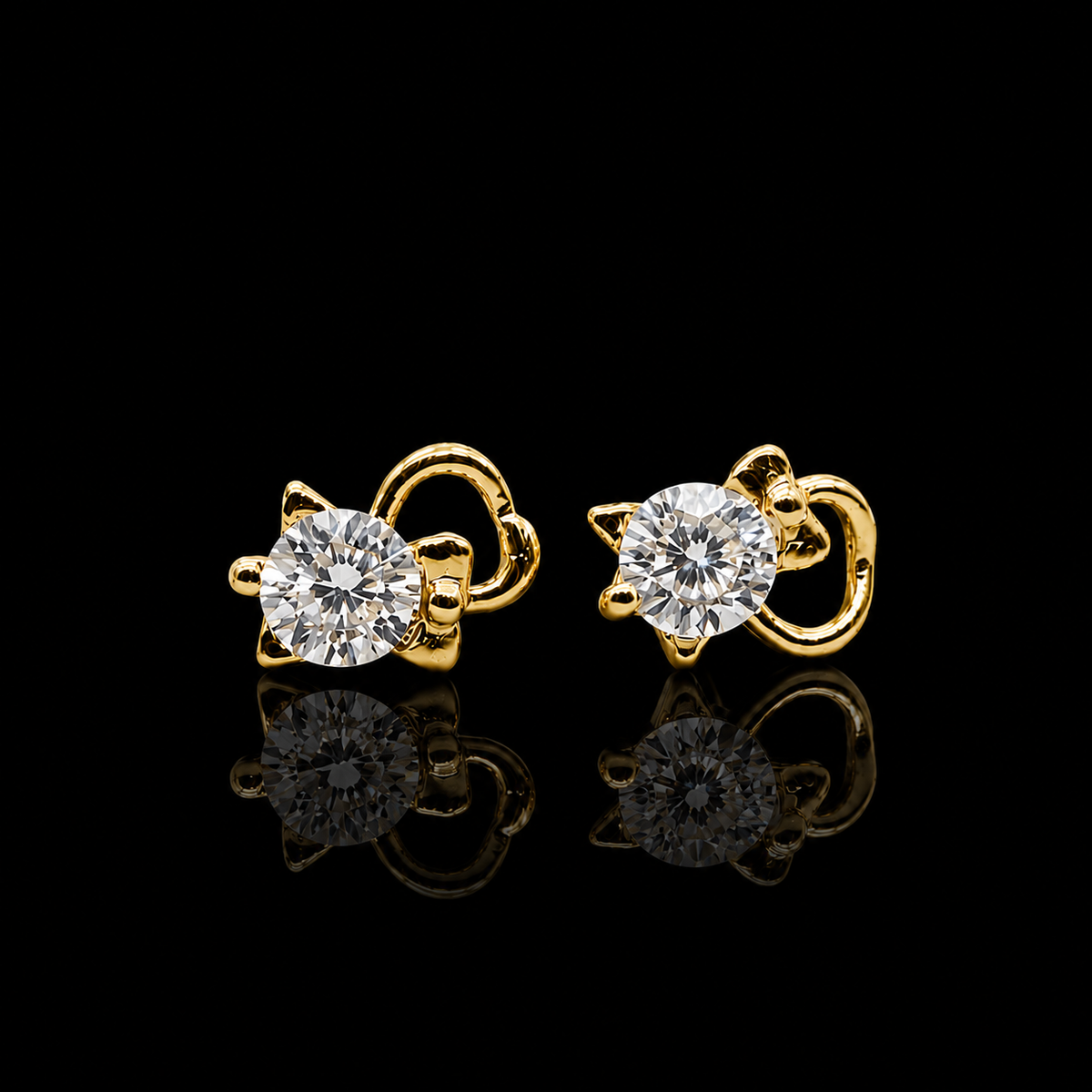 Crystal Cat Stud Earrings (For Kids)