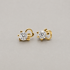 Crystal Cat Stud Earrings (For Kids)