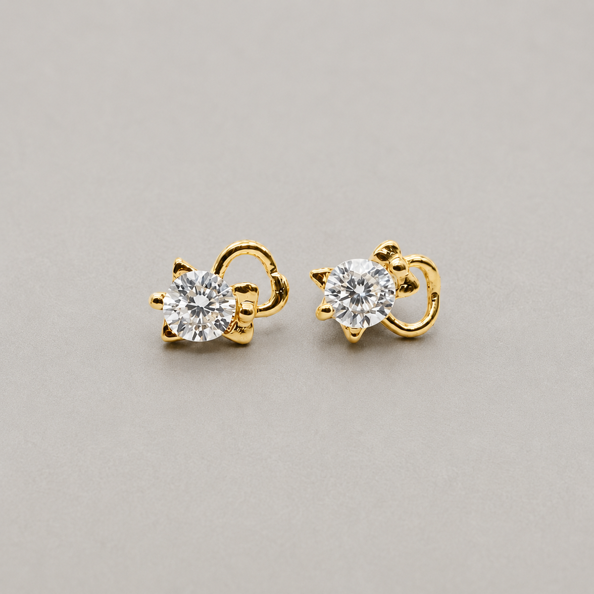 Crystal Cat Stud Earrings (For Kids)