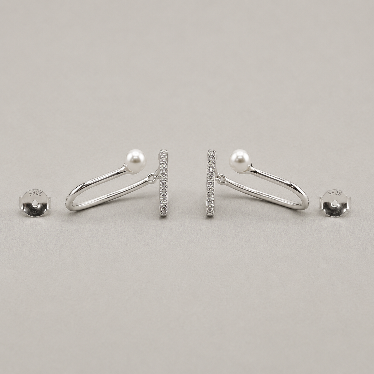 J-Hook Earrings with Shimmering Pav